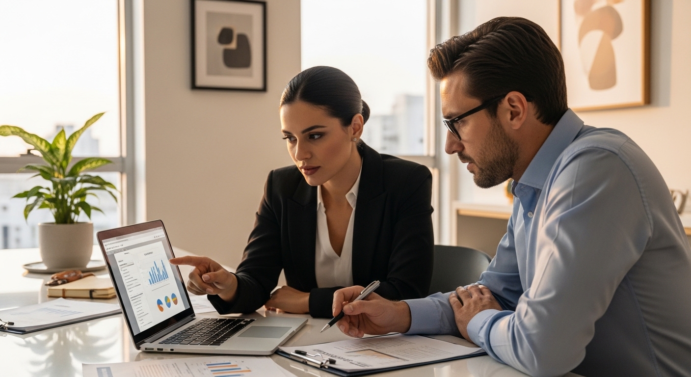 empresário de Maceió em reunião com contador especializado em planejamento tributário